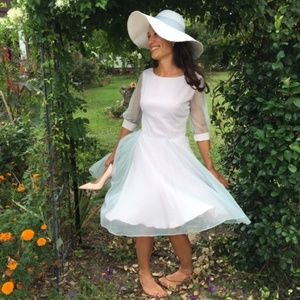 Vintage ethereal dress with transparent sleeves